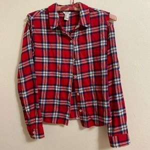 Forever 21 Red Plaid Chain Shoulder Top (NWOT)